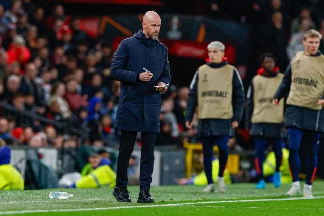 headcoach Erik ten Hag of Manchester United, ManU writing , UEFA Europa League 2024 25 League Phase MD1, Manchester United v FC Twente, Old Trafford, September 25, 2024, Manchester, England.
