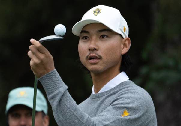 September 25, 2024, Ile Bizard, Pq, Canada: International team player Min Woo Lee, from Australia, keep his eyes on a ball as he waits to tee off during practice at the Presidents Cup golf tournament at the Royal Montreal Golf Club. Golf 2024: Presidents Cup: Practice  - ZUMAc35_ 20240925_zaf_c35_015 Copyright: xRyanxRemiorzx
