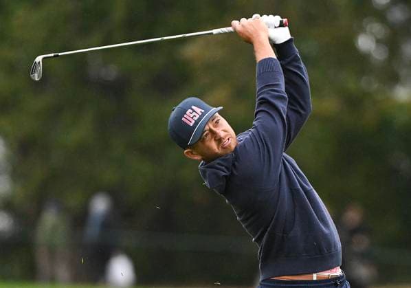 September 25, 2024, Montreal, Canada: United States team member XANDER SCHAUFFELE plays an approach shot during a practice round at the Presidents Cup at Royal Montreal Golf Club in Montreal. Golf 2024: Presidents Cup: Practice  - ZUMAc35_ 20240925_zaf_c35_027 Copyright: xGrahamxHughesx