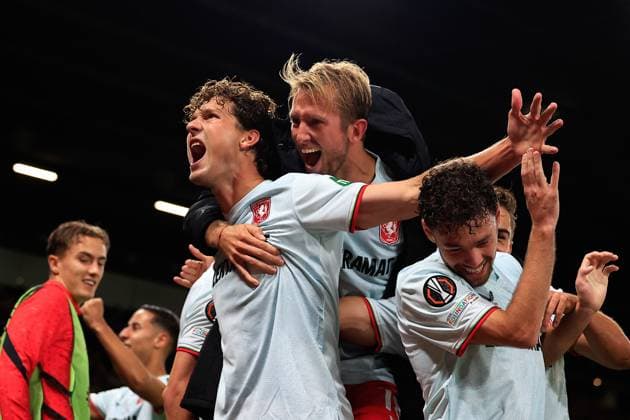 Manchester United, ManU v FC Twente Europa League 25 09 2024. Sam Lammers (10) of FC Twente celebrates scoring to make it 1-1 during the Europa League match between Manchester United and FC Twente at Old Trafford, Manchester, England on 25 September 2024. Manchester Old Trafford Greater Manchester England Editorial use only , Copyright: xConorxMolloyx PSI-20476-0044