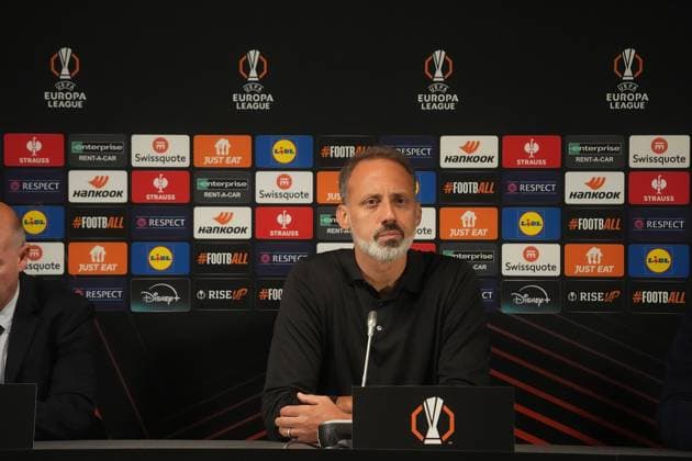 Europa League, FC Midtjylland vs TSG 1899 Hoffenheim 26.09.2024, MCH Arena, Herning, Europa League, FC Midtjylland vs TSG 1899 Hoffenheim , im Bild Pressekonferenz mit Trainer Pellegrino Matarazzo (Hoffenheim) nach dem Spiel. Herning MCH Arena Dänemark