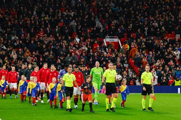 assistant referee Giovanni Bacccini (ITA), referee Simone Sozza (ITA), assistant referee Davide Imperiale (ITA) , UEFA Europa League 2024 25 League Phase MD1, Manchester United, ManU v FC Twente, Old Trafford, September 25, 2024, Manchester, England.