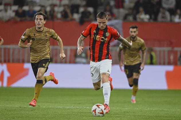 Defender BARD Melvin (OGC Nice). OGC Nice (FRA) vs Real Sociedad (ESP), C3 J1 Europa League in Allianz Riviera Stadium, NICE, France, on 25 September 2024. FOOTBALL : OGC Nice vs Real sociedad - Europa League - C3 - J1 - 09 25 24 FredDides Panoramic 