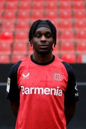 Leverkusen, Deutschland, Germany 1. Fussball Bundesliga, Porträttermin am 25. 09. 2024 in der Bay-Arena in Leverkusen Jeremie FRIMPONG ; Bayer 04 Leverkusen ; 1.BL, Porträtermin 2024 2025, Photo: Norbert Schmidt, Duesseldorf