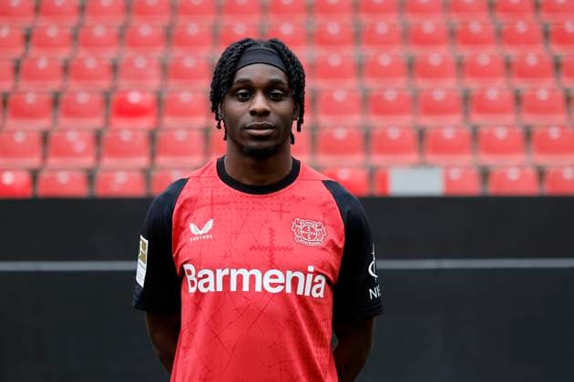 Leverkusen, Deutschland, Germany 1. Fussball Bundesliga, Porträttermin am 25. 09. 2024 in der Bay-Arena in Leverkusen Jeremie FRIMPONG ; Bayer 04 Leverkusen ; 1.BL, Porträtermin 2024 2025, Photo: Norbert Schmidt, Duesseldorf