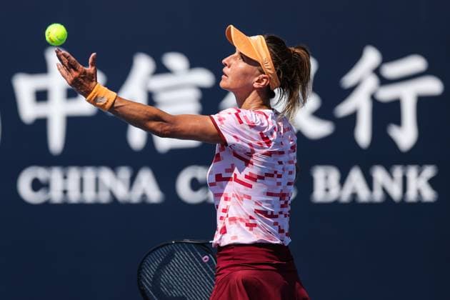 BEIJING, CHINA - SEPTEMBER 25: Lesia Tsurenko of Ukraine reacts in the Women s Singles Round of 128 match against Viktoriya Tomova of Bulgaria on day three of 2024 China Open at National Tennis Center on September 25, 2024 in Beijing, China.  Copyright: xVCGx 111520140471