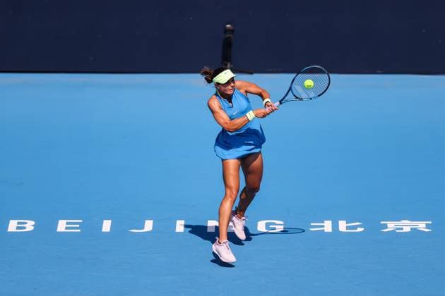 BEIJING, CHINA - SEPTEMBER 25: Viktoriya Tomova of Bulgaria competes in the Women s Singles Round of 128 match against Lesia Tsurenko of Ukraine on day three of 2024 China Open at National Tennis Center on September 25, 2024 in Beijing, China.  Copyright: xVCGx 111520140452