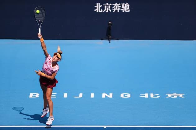 BEIJING, CHINA - SEPTEMBER 25: Lesia Tsurenko of Ukraine competes in the Women s Singles Round of 128 match against Viktoriya Tomova of Bulgaria on day three of 2024 China Open at National Tennis Center on September 25, 2024 in Beijing, China.  Copyright: xVCGx 111520140442