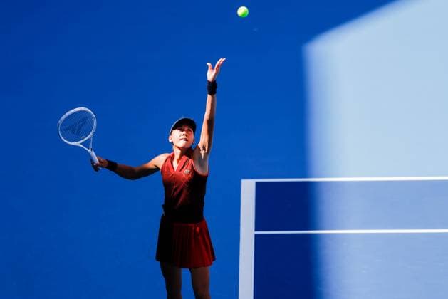 BEIJING, CHINA - SEPTEMBER 25: Erika Andreeva of Russia competes in the Women s Singles Round of 128 match against Greet Minnen of Belgium on day three of 2024 China Open at National Tennis Center on September 25, 2024 in Beijing, China.  Copyright: xVCGx 111520138535