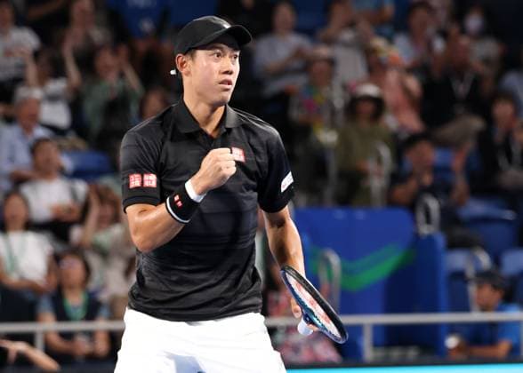 Kei Nishikori macht die Faust und jubelt, Jubel, Freude, EmotionKinoshita Group Japan Open Tennis Championships, Tokyo, Japan Copyright: xJuergenxHasenkopfx