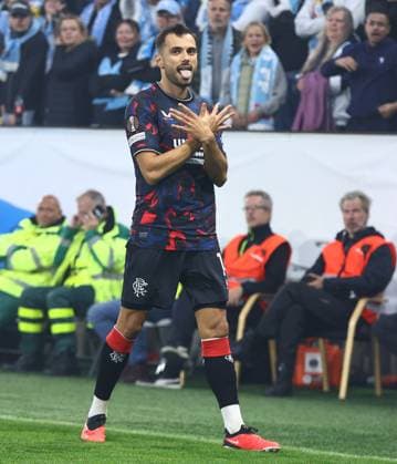 Nedim Bajrami of Rangers celebrates scoring the opening goal Malmo v Rangers, UEFA Europa League, Group Stage, Football, Eleda Stadion, Malmo, Sweden, 26 Sep 2024 EDITORIAL USE ONLY No use with unauthorised audio, video, data, fixture lists, club league logos or live services. Online in-match use limited to 120 images, no video emulation. No use in betting, games or single club league player publications. Copyright: xMichaelxZemanek Shutterstockx 14739047j