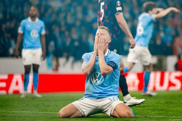 240926 Anders Christiansen of Malmö FF looks dejected during the UEFA Europa League football match between Malmö FF and Rangers on September 26, 2024 in Malmö. Photo: Petter Arvidson BILDBYRAN kod PA PA0884 fotboll football soccer fotball uefa europa league malmö ff rangers bbeng depp Copyright: PETTERxARVIDSON BB240926PA090