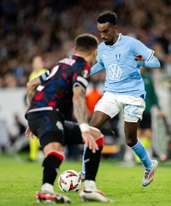 240926 Taha Ali of Malmö FF during the UEFA Europa League football match between Malmö FF and Rangers on September 26, 2024 in Malmö. Photo: Petter Arvidson BILDBYRAN kod PA PA0884 fotboll football soccer fotball uefa europa league malmö ff rangers bbeng Copyright: PETTERxARVIDSON BB240926PA113