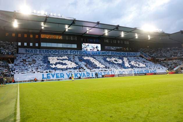 MALMÖ, SVERIGE 20240926 Malmö FF tifo innan torsdagens fotbollsmatch i Europa League mellan Malmö FF och Rangers FC pa Eleda Stadion ( Nya Malmö Stadion). MALMÖ SVERIGE x10600x