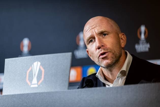 240926 Head coach Philippe Clement of Rangers at a press conference, PK, Pressekonferenz after the UEFA Europa League football match between Malmö FF and Rangers on September 26, 2024 in Malmö. Photo: Petter Arvidson BILDBYRAN kod PA PA0884 fotboll football soccer fotball uefa europa league malmö ff rangers bbeng Copyright: PETTERxARVIDSON BB240926PA127