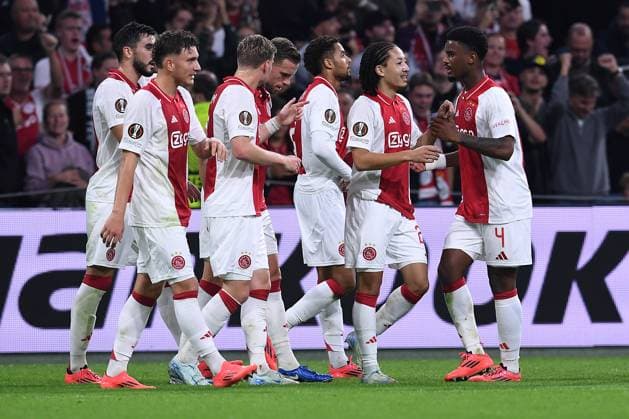 Fußball UEFA Europa League 1. Spieltag Ajax Amsterdam - Besiktas JK am 26.09.2024 in der Johan Cruijff ArenA in Amsterdam Torjubel zum 1:0 durch Kian Fitz-Jim ( Amsterdam )