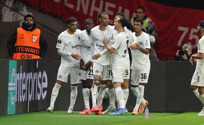 26.09.2024, Fussball UEFA Europa League, Eintracht Frankfurt - FC Viktoria Pilsen, emonline, emspor, v.l., Torjubel zum 1:0 durch Hugo Ekitike (Eintracht Frankfurt), Goal celebration, celebrate the goal DFL DFB REGULATIONS PROHIBIT ANY USE OF PHOTOGRAPHS AS IMAGE SEQUENCES AND OR QUASI-VIDEO. xdcx Copyright: HMBxMedia