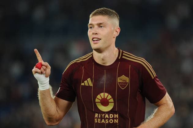 Foto IPP Cavaliere Emiliano. Roma 26 09 2024. Calcio Europa League 2024 2025. AS Roma-Athletic Club Bilbao. Nella foto: esulta per il gol Artem Dovbyk. Italy Photo Press - World Copyright italy  Copyright: xR4924_italyphotopressx