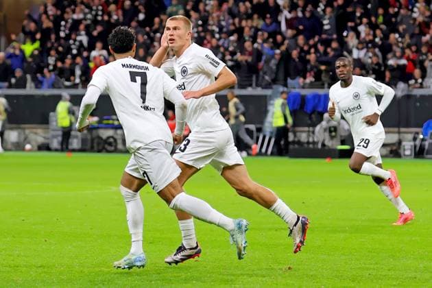 Frankfurt, Deutschland 26. September 2024: Europa League - 2024 2025 - Eintracht Frankfurt vs. FC Viktoria Pilsen Im Bild: Torschuetze Rasmus Kristensen (Frankfurt) freut sich ueber sein erstes Pflichtspieltor fuer Eintracht Frankfurt zum 3:1. Deutsche Bank Park Hessen Copyright: xFotostandx xRacochax
