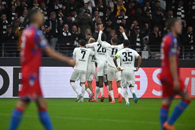 Fußball UEFA Europa League 1. Spieltag Eintracht Frankfurt - Viktoria Pilsen am 26.09.2024 im Deutsche Bank Park in Frankfurt Torjubel zum 3:1 durch Rasmus Kristensen ( Frankfurt )