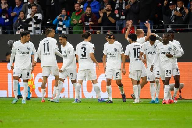Torjubel Eintracht Frankfurt beim 3:1 durch Rasmus Kristensen (Eintracht Frankfurt, 13) , Fussball, UEFA Europa League, Matchday 1, 2024 2025, Eintracht Frankfurt vs. FC Viktoria Pilsen, 26.09.2024, Frankfurt Stadion, Frankfurt am Main, Deutschland Frankfurt am Main Frankfurt Stadion Hessen Deutschland Copyright: xGrantxHubbsx