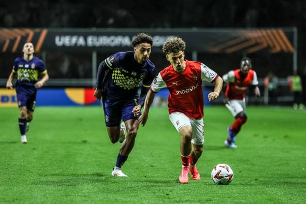Braga, Portugal, September 26th, 2024: Ismael Gharbi (20 SC Braga) in action during the UEFA Europa League game between SC Braga vs Maccabi Tel Aviv at Estadio Municipal de Braga, Portugal (Joao Bravo SPP) Copyright: xJoaoxBravoxx xSPPx spp-en-JoBr-JBF-5421