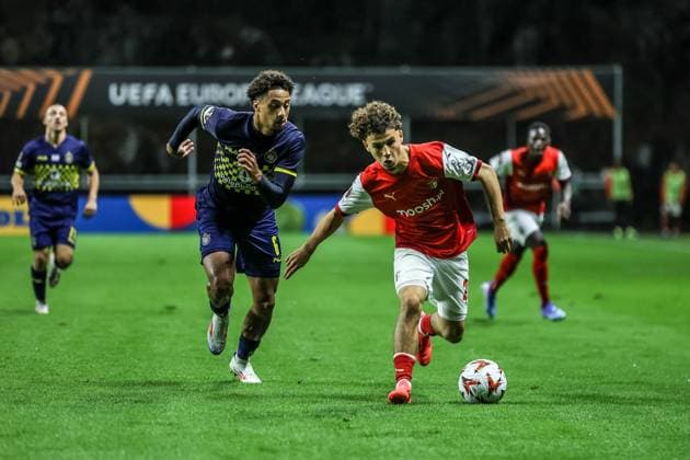 Braga, Portugal, September 26th, 2024: Ismael Gharbi (20 SC Braga) in action during the UEFA Europa League game between SC Braga vs Maccabi Tel Aviv at Estadio Municipal de Braga, Portugal (Joao Bravo SPP) Copyright: xJoaoxBravoxx xSPPx spp-en-JoBr-JBF-5422