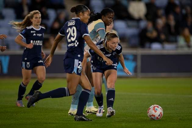 Manchester City v Paris FC: UEFA Women s Champions League 2nd Round 2nd Leg Deja Davis 29 of Paris FC is in action during the UEFA Women s Champions League Second Round 2nd Leg match between Manchester City and Paris FC at the Joie Stadium in Manchester, England, on September 26, 2024. Manchester United Kingdom  Copyright: xMIxNewsx originalFilename:fletcher-manchest240926_npWs2.jpg