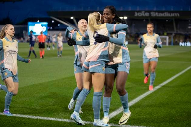 Manchester City v Paris FC: UEFA Women s Champions League 2nd Round 2nd Leg Chloe Kelly 9 of Manchester City W.F.C. celebrates her goal during the UEFA Women s Champions League Second Round 2nd Leg match between Manchester City and Paris FC at the Joie Stadium in Manchester, England, on September 26, 2024. Manchester United Kingdom  Copyright: xMIxNewsx originalFilename:fletcher-manchest240926_npvJt.jpg