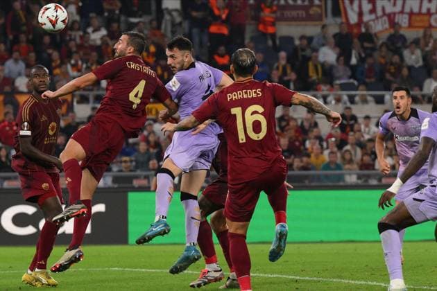 Foto IPP Luciano Adriani Roma 26 09 2024 Uefa Europa League 2024 2025 Roma vs Athletic Bilbao Nella foto: Aitor Paredes Casamichana realizza Il gol del pareggio per il Bilbao Italy Photo Press - World Copyright Roma italy  Copyright: xR4924_italyphotopressx