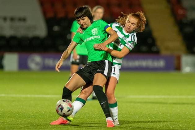 Celtic Women v Vorskla Poltava Women UEFA Womens Champions League 26 09 2024. Colette Cavanagh of Celtic challenges Yana Kalinina of FC Vorskla Poltava during the UEFA Womens Champions League match between Celtic Women and Vorskla Poltava Women at Albert Bartlett Stadium, Glasgow, Scotland on 26 September 2024. Editorial use only , Copyright: xColinxPoultneyx PSI-20512-0043