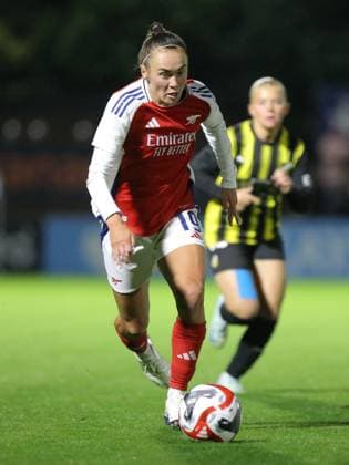 Borehamwood, England, September 26 2024: Caitlin Foord (19 Arsenal) during the UEFA Womens Champions League Round 2 Qualifier: Second Leg game between Arsenal and BK Hacken at Mangata Pay UK Stadium, Meadow Park in Borehamwood, England. (Jay Patel SPP) Copyright: xJayxPatel SPPx spp-en-JaPa-ARSvBKH_20240926_0754