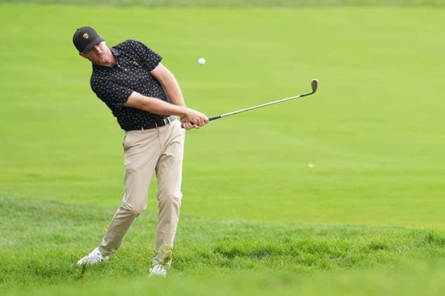 September 26, 2024, Montreal, Pq, Canada: International team member Taylor Pendrith of Canada, flops the ball out of the rough on the 13th hole during their first round four-ball match at the Presidents Cup golf tournament at the Royal Montreal Golf Club in Montreal, Thursday, Sept. 26, 2024. Canada News - September 26, 2024  - ZUMAc35_ 20240926_zaf_c35_247 Copyright: xNathanxDenettex