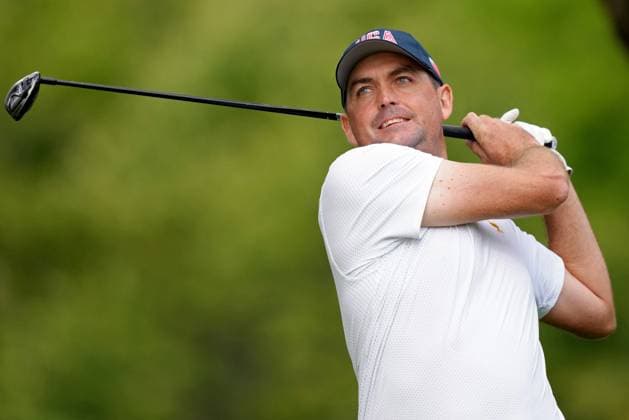 September 26, 2024, Montreal, Pq, Canada: United States team member Keegan Bradley tees off on the 14th hole during their first round four-ball match at the Presidents Cup golf tournament at the Royal Montreal Golf Club in Montreal, Thursday, Sept. 26, 2024. Canada News - September 26, 2024  - ZUMAc35_ 20240926_zaf_c35_249 Copyright: xNathanxDenettex
