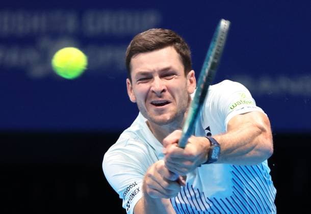 Sport Bilder des Tages September 27, 2024, Tokyo, Japan - Hubert Hurkacz of Poland retuens the ball against Jack Draper of Britain at the second round match of the Japan Open Tennis championships at the Ariake Colosseum in Tokyo on Friday, September 27, 2024. (photo by Yoshio Tsunoda AFLO) Noxthirdxpartyxsales  (0765074738st)