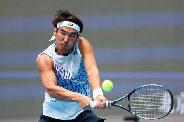 BEIJING, CHINA - SEPTEMBER 27: Bu Yunchaokete of China competes in the Men s Singles Round of 32 match against Shang Juncheng of China on day five of 2024 China Open at National Tennis Center on September 27, 2024 in Beijing, China.  Copyright: xVCGx 111520482495