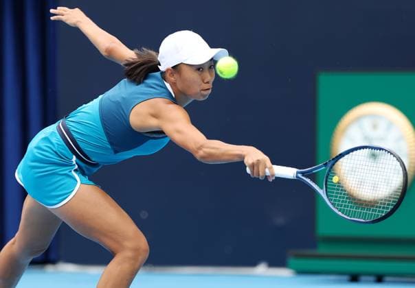 (240927) -- BEIJING, Sept. 27, 2024 -- Zhang Shuai of China hits a return during the women s singles second round match against Emma Navarro of the United States at 2024 China Open tennis tournament in Beijing, capital of China, Sept. 27, 2024. ) (SP)CHINA-BEIJING-TENNIS-CHINA OPEN-WOMEN S SINGLES-SECOND ROUND (CN) ZhangxChenlin 
