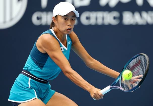 (240927) -- BEIJING, Sept. 27, 2024 -- Zhang Shuai of China hits a return during the women s singles second round match against Emma Navarro of the United States at 2024 China Open tennis tournament in Beijing, capital of China, Sept. 27, 2024. ) (SP)CHINA-BEIJING-TENNIS-CHINA OPEN-WOMEN S SINGLES-SECOND ROUND (CN) ZhangxChenlin 