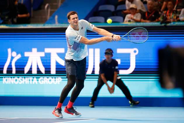 September 27, 2024, Tokyo, Japan: Hubert HURKACZ (POL) hits a return against Jack DRAPER (GBR) during a Men s Singles match of the Kinoshita Group Japan Open Tennis Championships 2024 at the Ariake Coloseum. This is the longest-running ATP, Tennis Herren Tour tournament in Asia, first held in 1972. The tournaments run from September 23 to October 1st. Tokyo Japan - ZUMAm191 20240927_aap_m191_044 Copyright: xRodrigoxReyesxMarinx