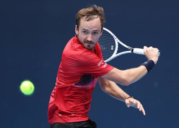 (240927) -- BEIJING, Sept. 27, 2024 -- Daniil Medvedev hits a return during the men s singles first round match between Daniil Medvedev of Russia and Gael Monfils of France at 2024 China Open tennis tournament in Beijing, capital of China, Sept. 27, 2024. ) (SP)CHINA-BEIJING-TENNIS-CHINA OPEN-MEN S SINGLES-FIRST ROUND (CN) ZhangxChenlin 