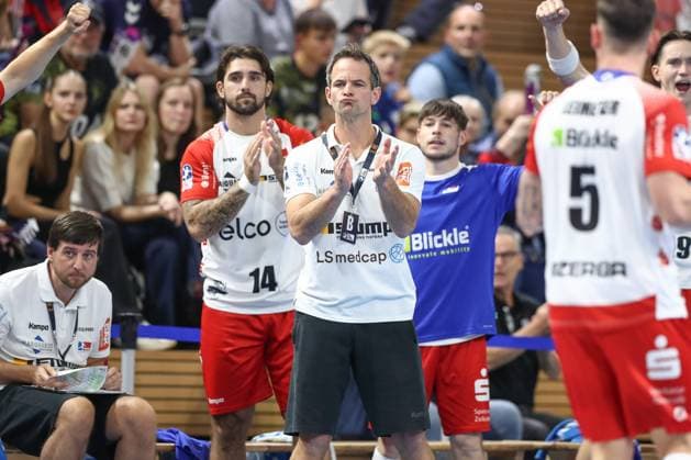 27.09.2024, xtgx, Handball - 2. Bundesliga HC Elbflorenz Dresden - HBW Balingen Weilstetten v.l. Matthias Flohr (Balingen, Trainer) Dresden