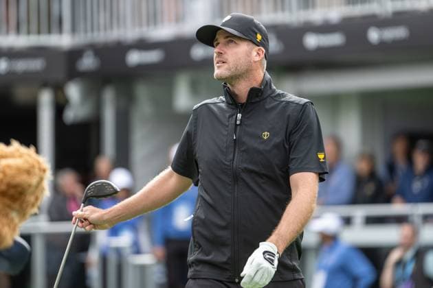 MONTREAL, QC - SEPTEMBER 27: International Team golfer Taylor Pendrith looks on at the 2024 Presidents Cup on September 27, 2024 at The Royal Montreal Golf Club in Montreal, QC (Photo by Vincent Ethier Icon Sportswire) GOLF: SEP 27 Presidents Cup EDITORIAL USE ONLY Icon2409270578