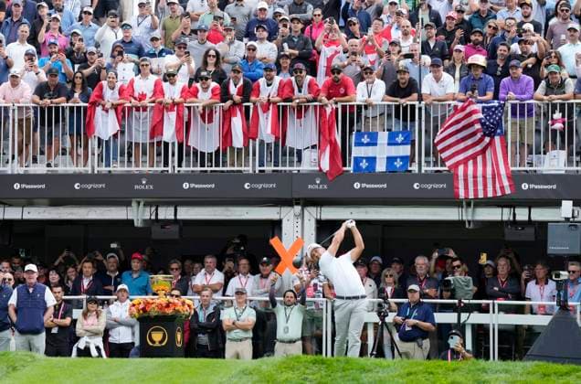 September 27, 2024, Montreal, Pq, Canada: United States team member Scottie Scheffler tees off on the first hole during second round foursome match at the Presidents Cup golf tournament at Royal Montreal Golf Club in Montreal, Friday, Sept. 27, 2024. Canada News - September 27, 2024  - ZUMAc35_ 20240927_zaf_c35_154 Copyright: xFrankxGunnx