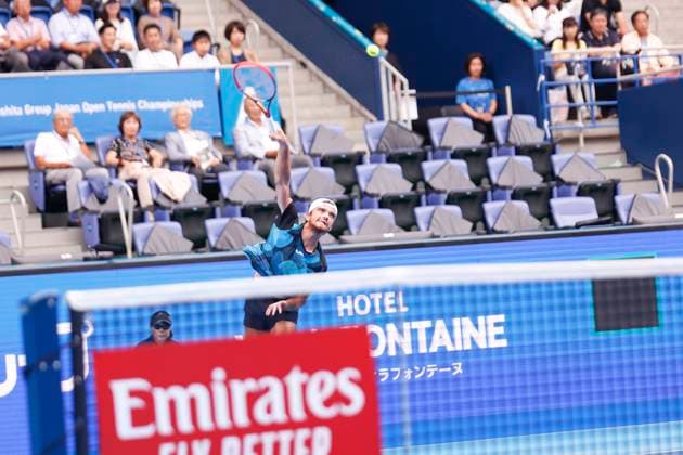 September 28, 2024, Tokyo, Japan: Tomas MACHAC (CZE) serves against Tommy PAUL (USA) during the Kinoshita Group Japan Open Tennis Championships 2024 at the Ariake Coloseum. This is the longest-running ATP, Tennis Herren Tour tournament in Asia, first held in 1972. The tournaments run from September 23 to October 1st. Tokyo Japan - ZUMAm191 20240928_aap_m191_001 Copyright: xRodrigoxReyesxMarinx