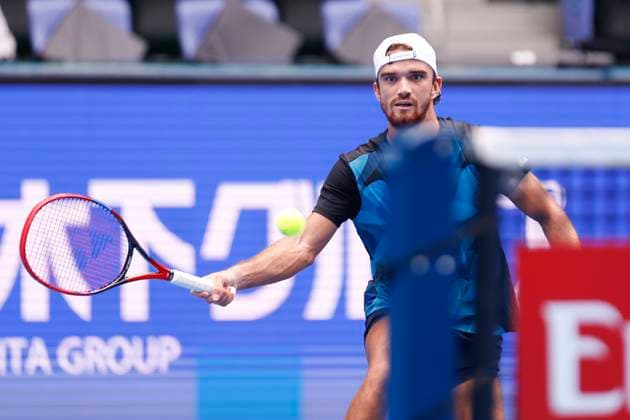 September 28, 2024, Tokyo, Japan: Tomas MACHAC (CZE) hits a return against Tommy PAUL (USA) during the Kinoshita Group Japan Open Tennis Championships 2024 at the Ariake Coloseum. This is the longest-running ATP, Tennis Herren Tour tournament in Asia, first held in 1972. The tournaments run from September 23 to October 1st. Tokyo Japan - ZUMAm191 20240928_aap_m191_004 Copyright: xRodrigoxReyesxMarinx