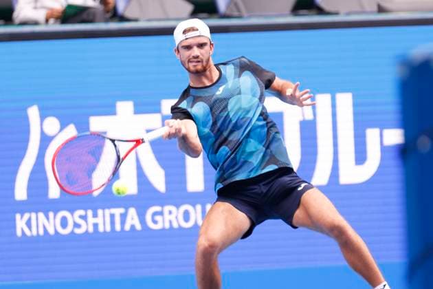 September 28, 2024, Tokyo, Japan: Tomas MACHAC (CZE) hits a return against Tommy PAUL (USA) during the Kinoshita Group Japan Open Tennis Championships 2024 at the Ariake Coloseum. This is the longest-running ATP, Tennis Herren Tour tournament in Asia, first held in 1972. The tournaments run from September 23 to October 1st. Tokyo Japan - ZUMAm191 20240928_aap_m191_014 Copyright: xRodrigoxReyesxMarinx