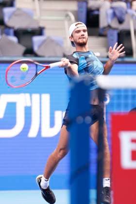 September 28, 2024, Tokyo, Japan: Tomas MACHAC (CZE) hits a return against Tommy PAUL (USA) during the Kinoshita Group Japan Open Tennis Championships 2024 at the Ariake Coloseum. This is the longest-running ATP, Tennis Herren Tour tournament in Asia, first held in 1972. The tournaments run from September 23 to October 1st. Tokyo Japan - ZUMAm191 20240928_aap_m191_017 Copyright: xRodrigoxReyesxMarinx
