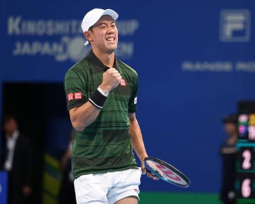 Kei Nishikori jubelt nach dem Sieg, Jubel, Freude, Emotion Kinoshita Group Japan Open Tennis Championships, Tokyo, Japan Copyright: xJuergenxHasenkopfx