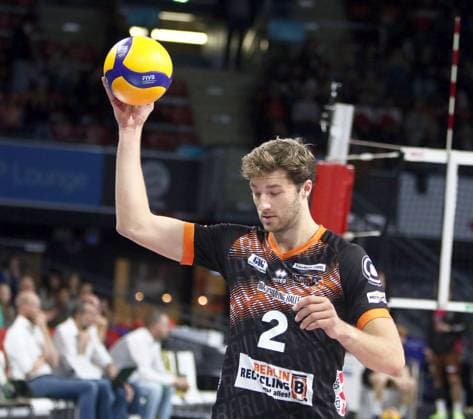 Matthew KNIGGE (Berlin), He-Volleyballl, Bundesliga 2024 25; WWK Volleys Herrsching vs Berlin Recycling Volleys, 27.09.24; BMW Park, Muenchen, Copyright: WolfgangxFehrmann