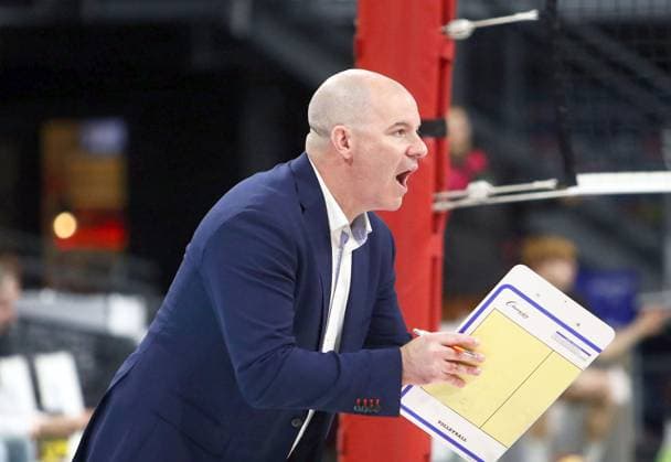 headcoach Gregory BANKS (Berlin), He-Volleyballl, Bundesliga 2024 25; WWK Volleys Herrsching vs Berlin Recycling Volleys, 27.09.24; BMW Park, Muenchen, Copyright: WolfgangxFehrmann